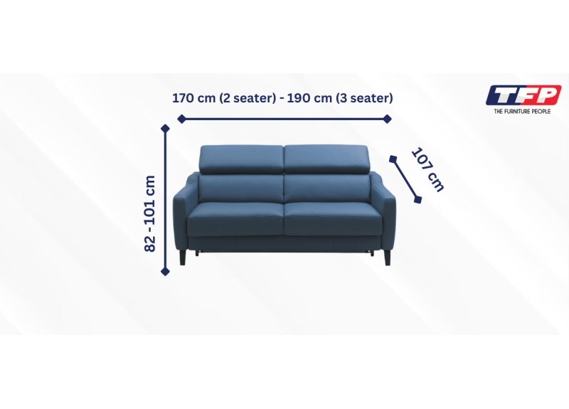 Sofabed with Adjustable Headrest and Durable Leather/Fabric Upholstery - Tulipano